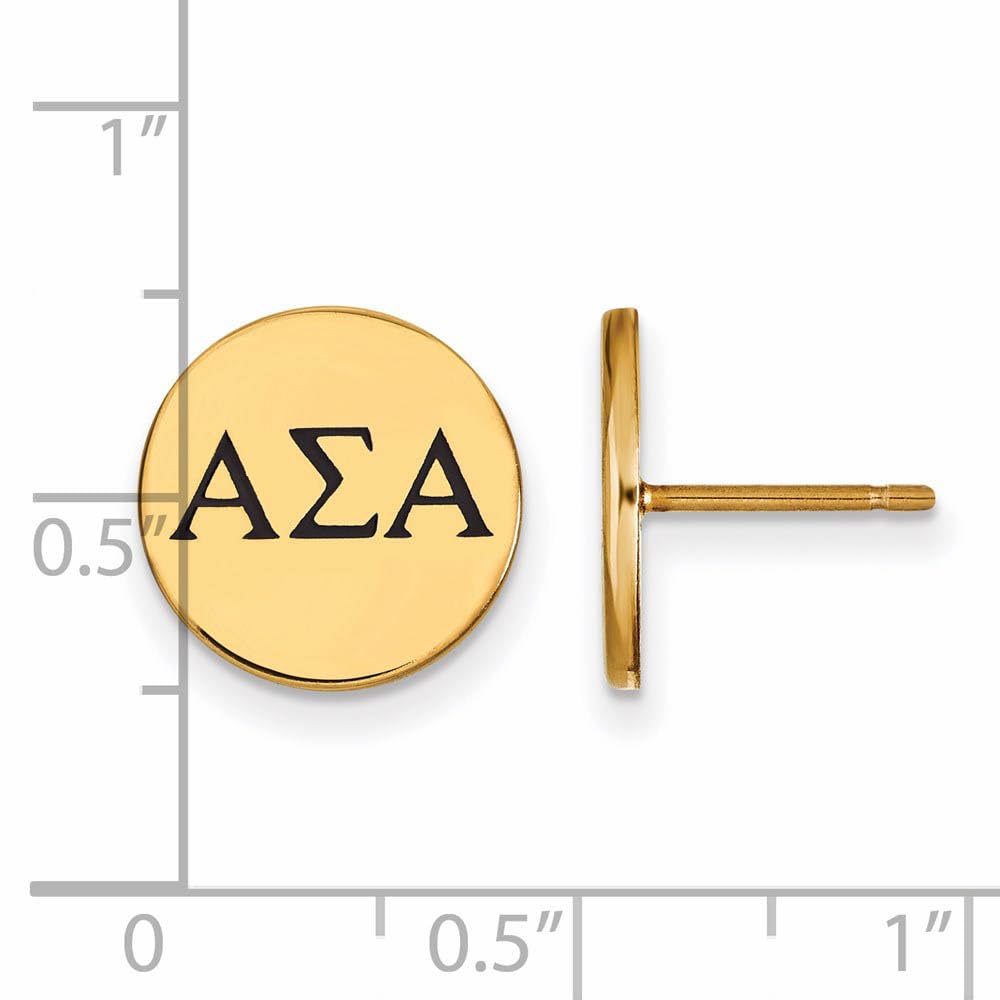 Sterling Silver w/ 14K Yellow Gold-Plated Official Licensed Greek Sororities Alpha Sigma Alpha (???) Enameled Post Earrings
