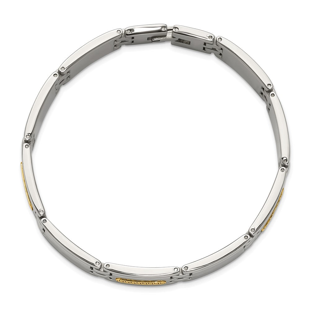 Chisel Stainless Steel Polished with 14K Gold Accent 8.75 inch Link Bracelet 8.75 inches