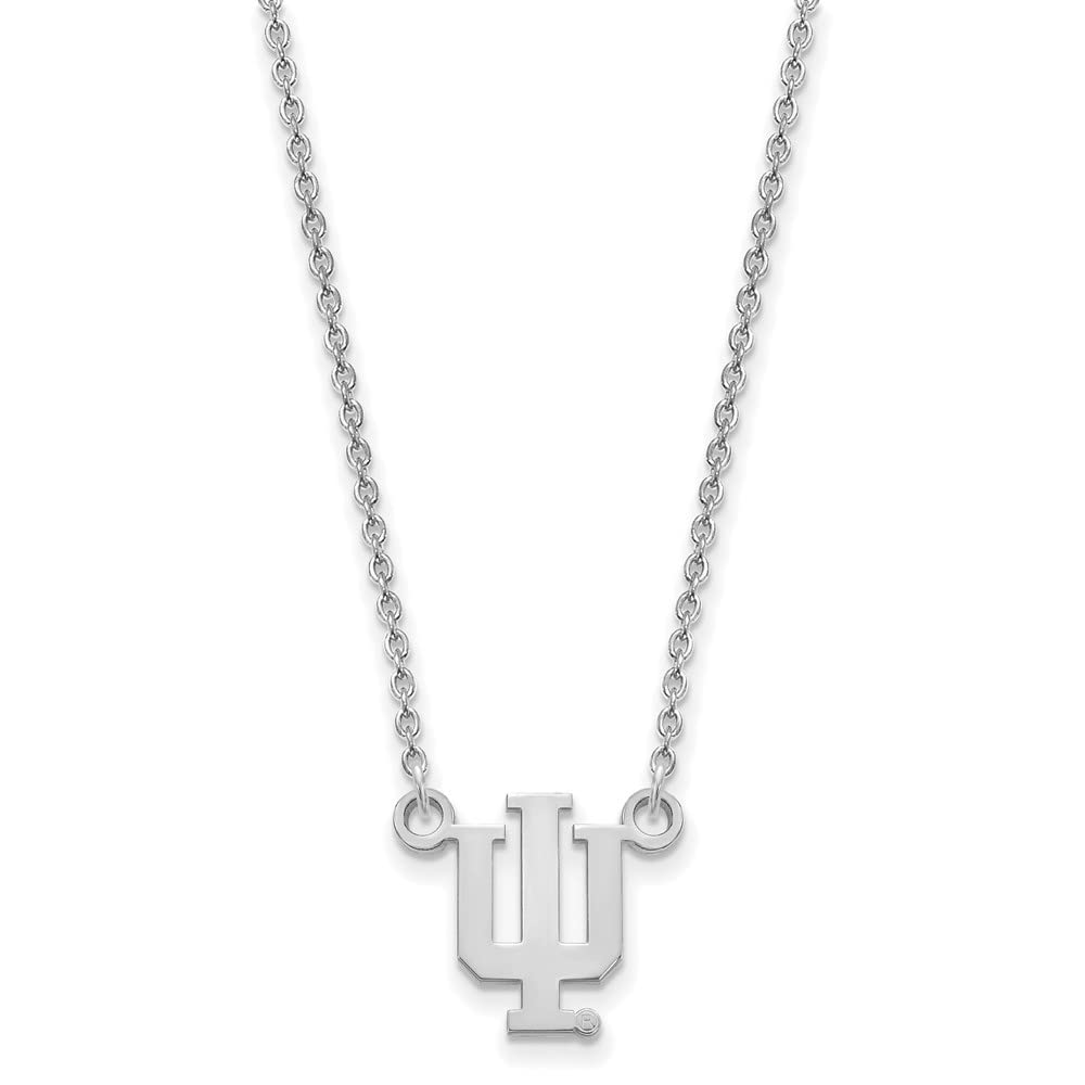 Sterling Silver Indiana U Small 'IU' Pendant Necklace