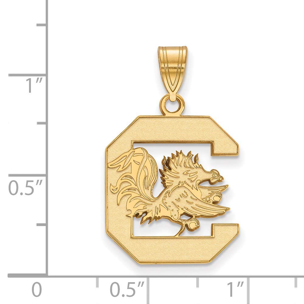 Sterling Silver Gold-plated LogoArt University of South Carolina Large Pendant Q-GP004USO