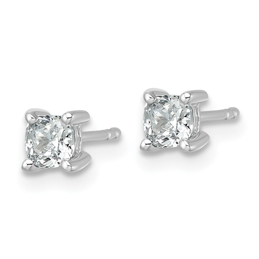 14K White Gold 3/4 Carat Lab Grown Diamond VS+ F+ Cushion 4-Prong Complete Stud Earrings