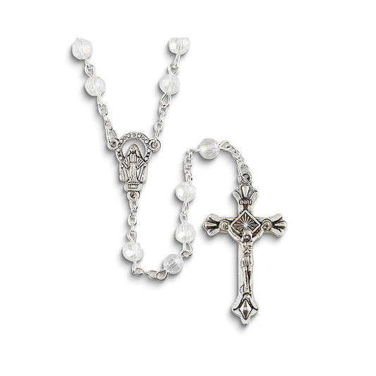 Clear Glass Beaded 20in Silver-tone Rosary