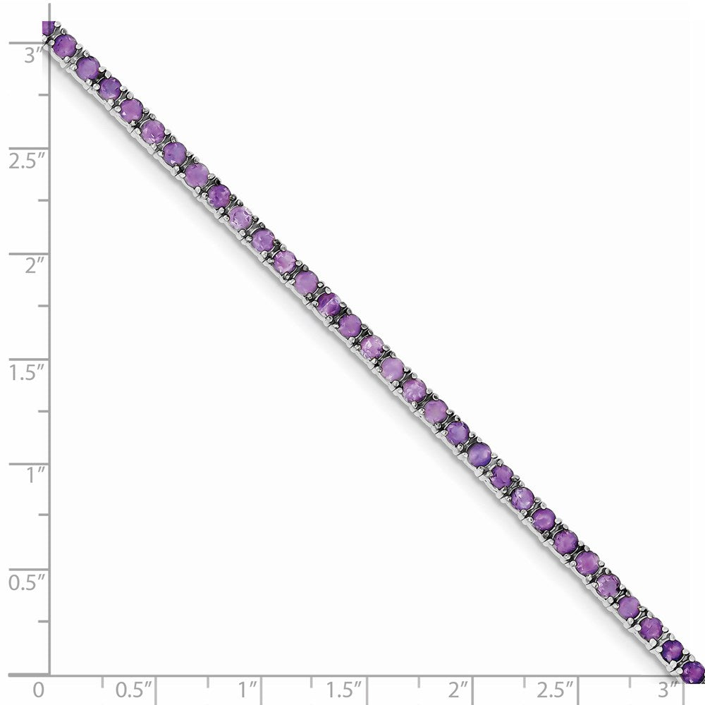 Sterling Silver Rhodium-plated Amethyst Bracelet 7 inches