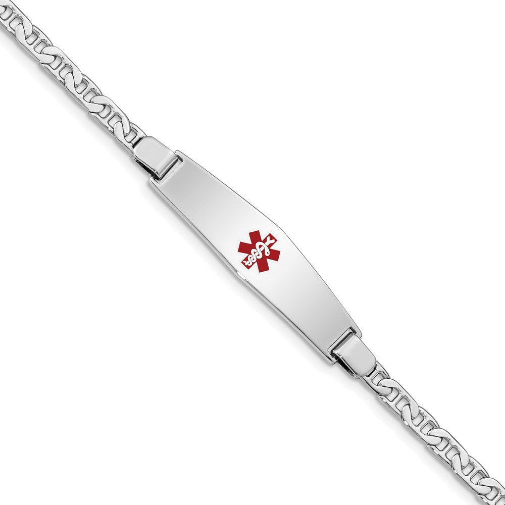 Sterling Silver Rhodium-plated Medical ID Anchor Link Bracelet 8 inches