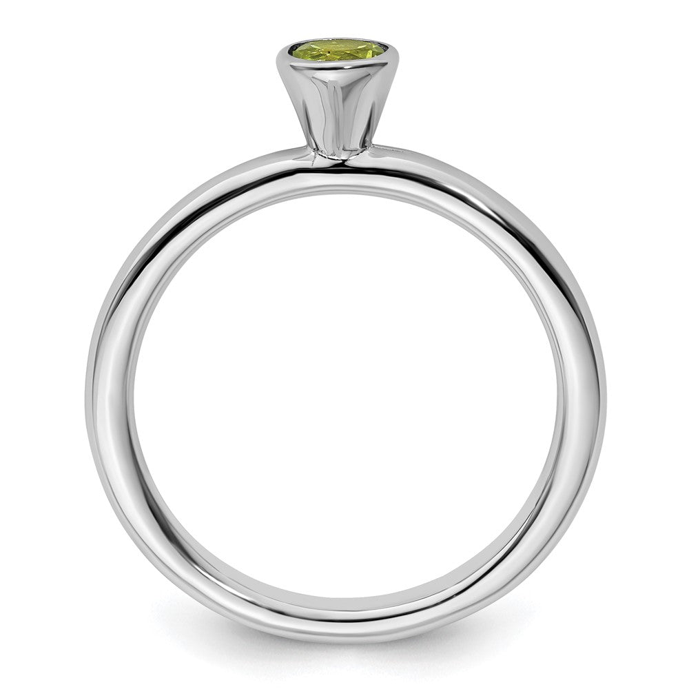 Sterling Silver Stackable Expressions High 4mm Round Peridot Ring Size -7