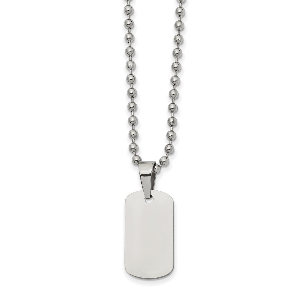 Stainless Steel Brushed and Polished Reversible Dog Tag 22in Necklace