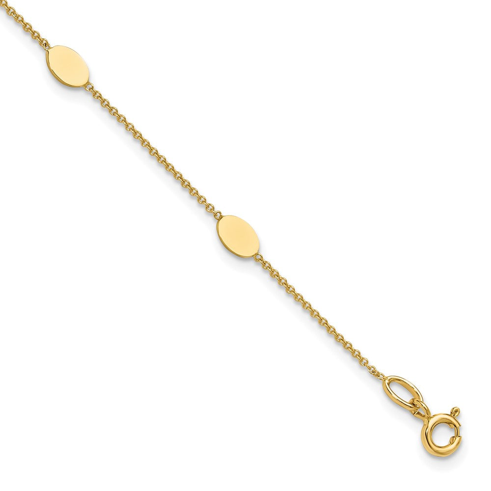 14K Polished Oval Discs Station Bracelet 7  inches