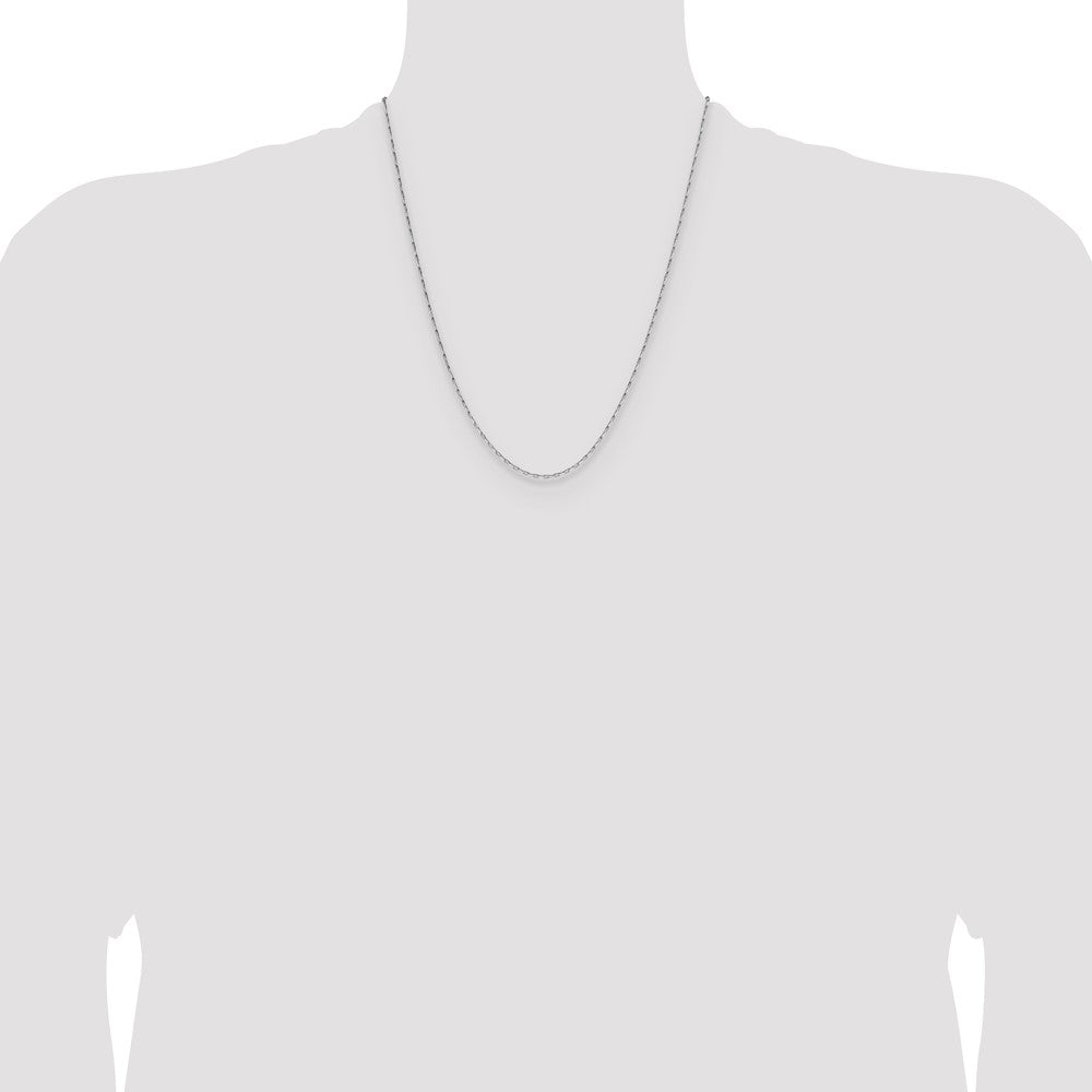 14K White Gold 1.4mm D/C Open Long Link Cable Chain