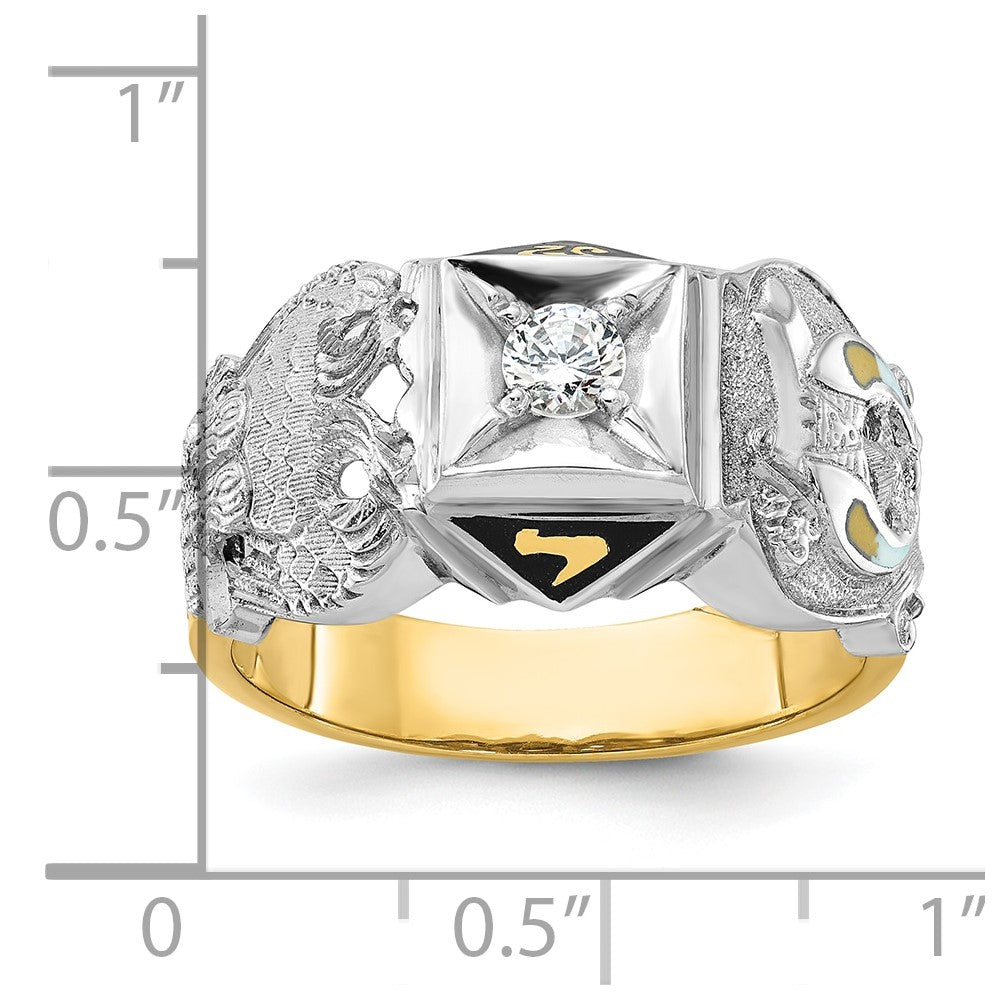 IBGoodman 14k Two-tone Men's Polished and Textured Double Eagle Masonic Shriner's Ring Mounting