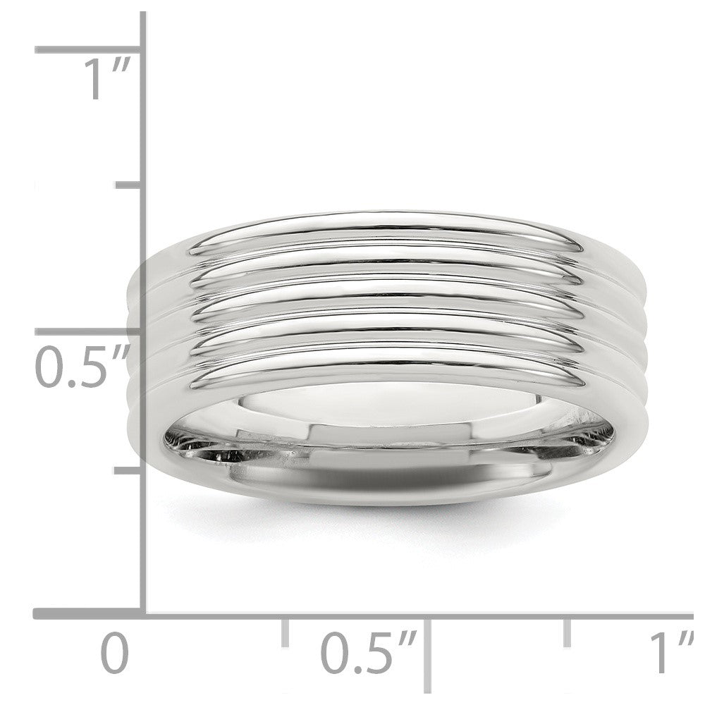 Sterling Silver 7mm Polished 5-Row Fancy Band Size 8.5