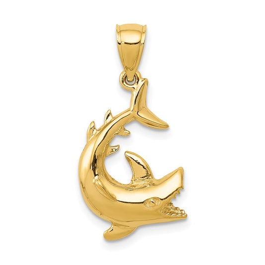 14K Shark Pendant Yellow Gold