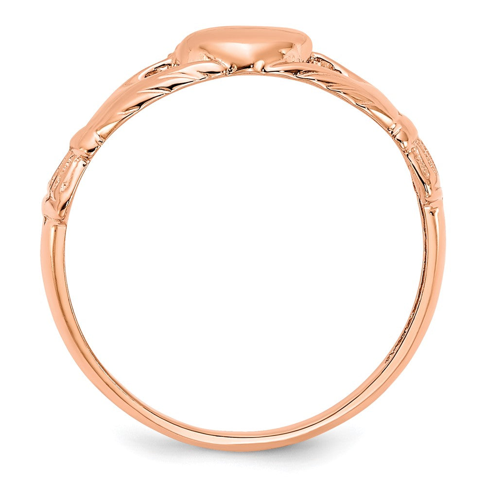 14k Rose Gold Polished Claddagh Ring Size 7