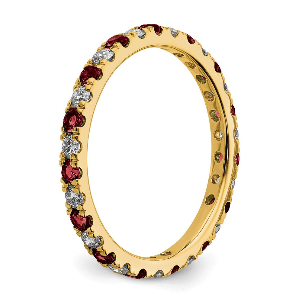 14k 1/2 carat Lab Grown Diamond VS/SI+ G+ and Lab Created Ruby Size 6 Eternity Band