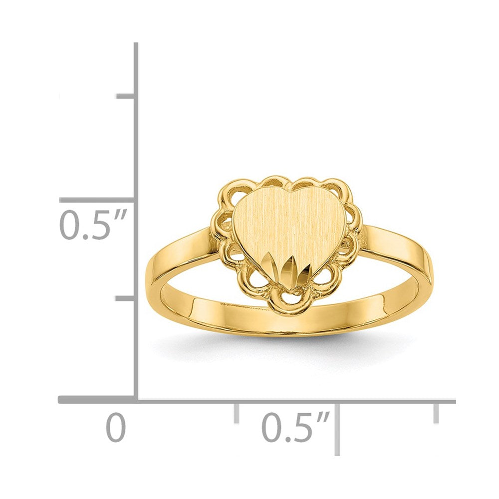 14k 6.5x7.0mm Open Back Heart Signet Ring Size 6