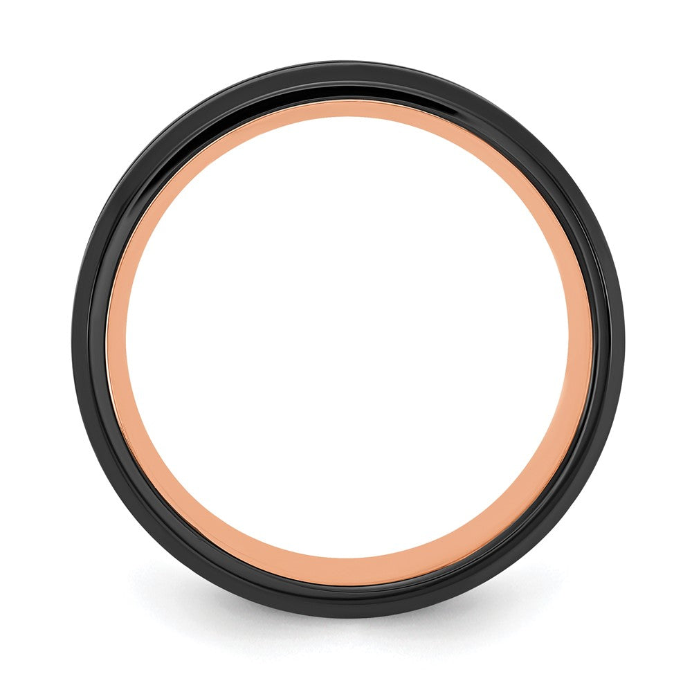 Stainless Steel Brushed & Polished Black/Rose IP-plated 8mm Band Size - 8