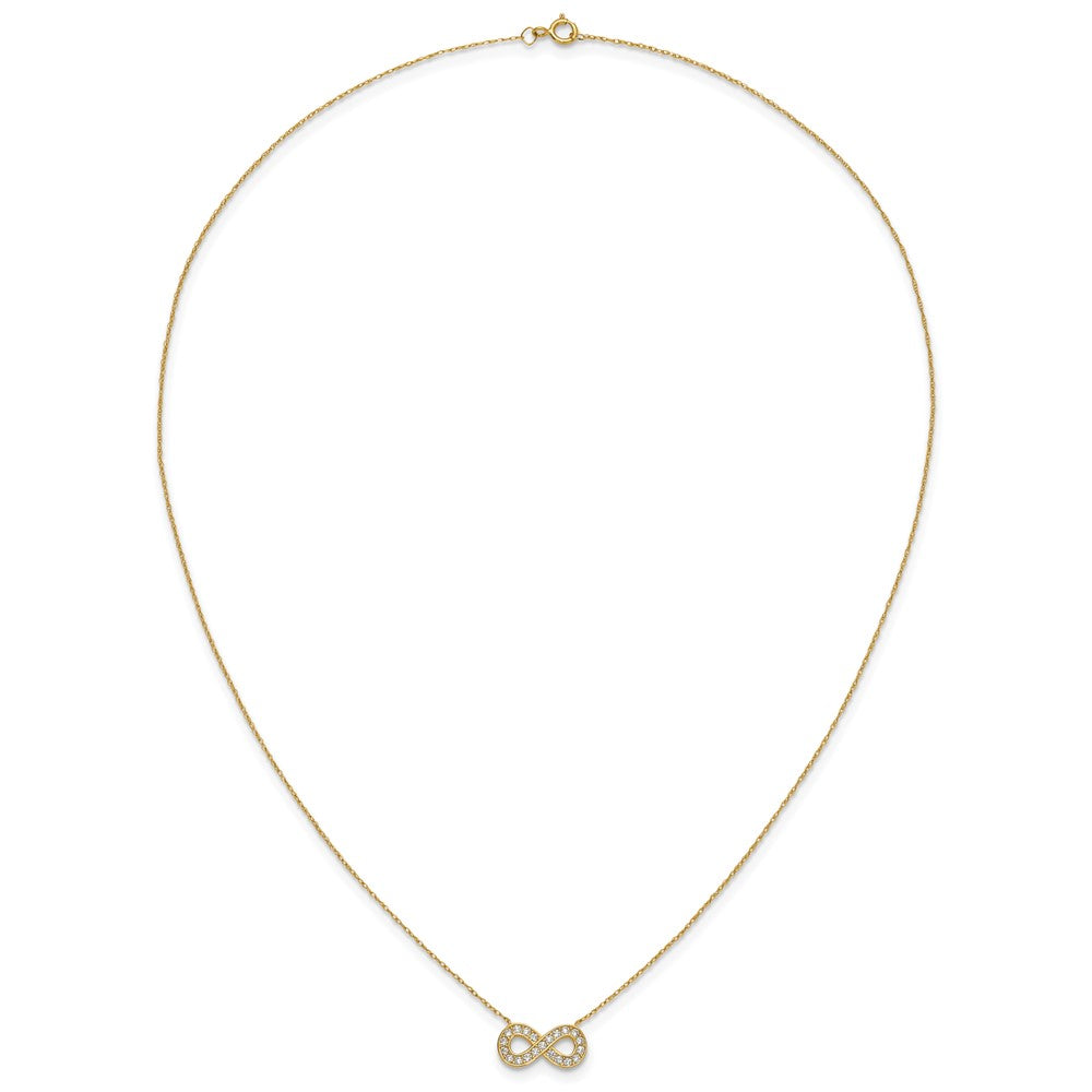 10K 18inch Polished CZ Infinity Necklace