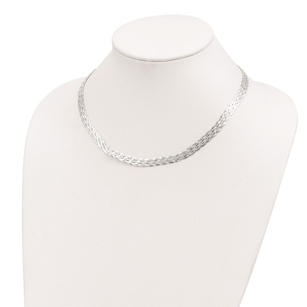 Sterling Silver 6.75mm Braided Fancy Necklace 18 Inches