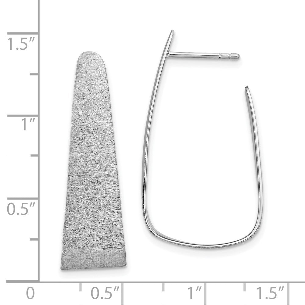 Sterling Silver Rhodium-plated Sand-finish Post Dangle Earrings