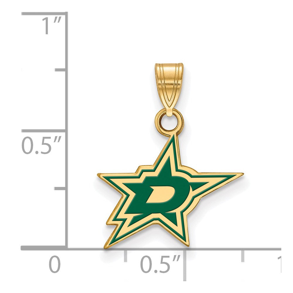 Sterling Silver Gold-plated NHL LogoArt Dallas Stars Small Enameled Pendant