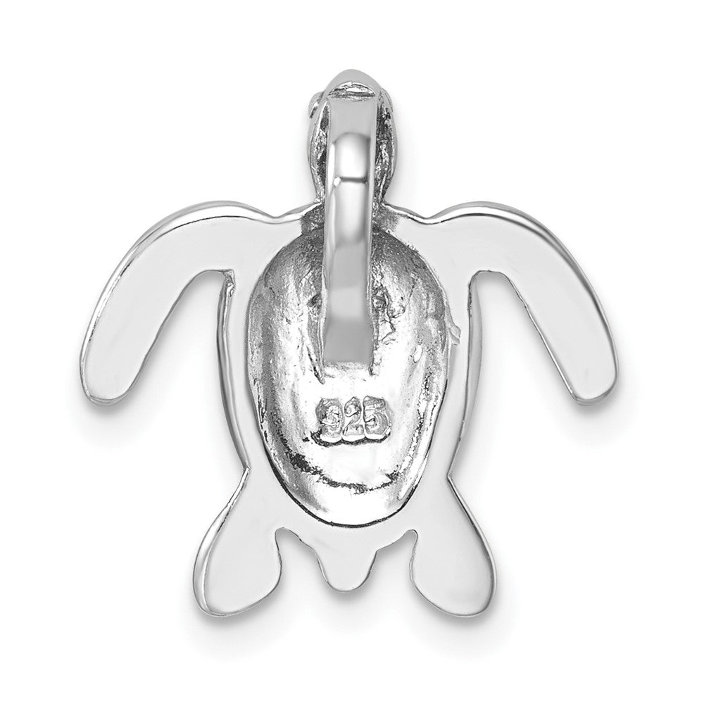 Sterling Silver Rhodium-plated Enameled Turtle Chain Slide
