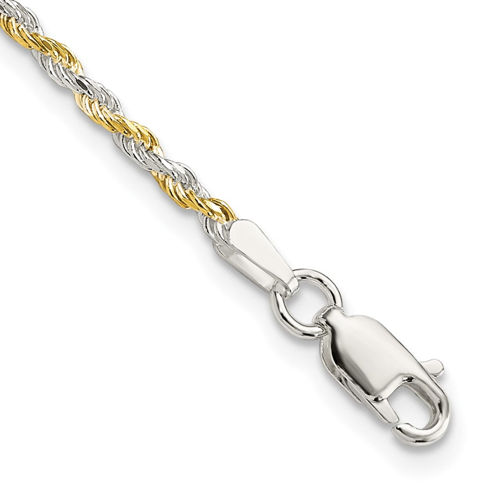 Sterling Silver And Vermeil 1.85mm Diamond-cut Rope Chain 7 inches