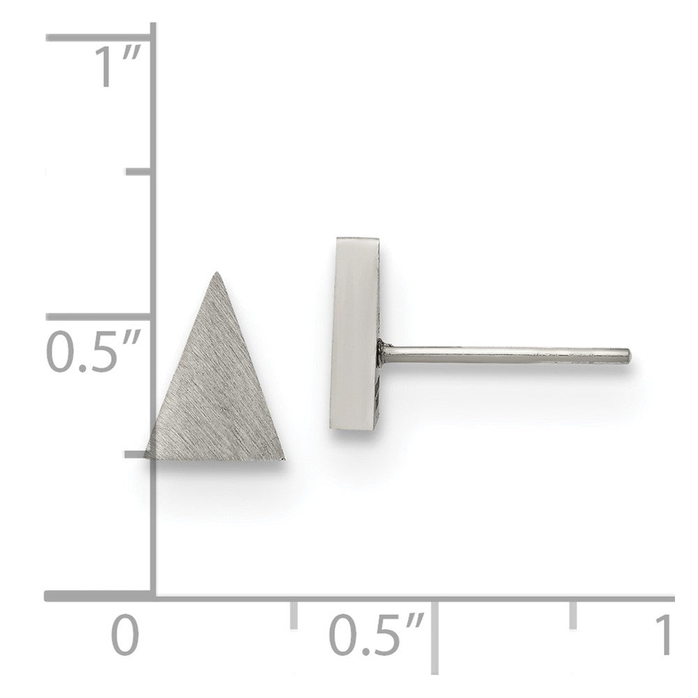 Stainless Steel Brushed Triangle Post Earrings