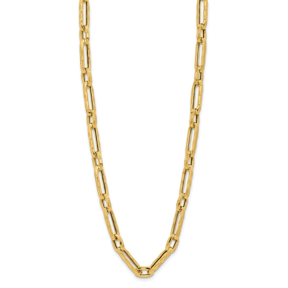 14K Polished and Textured Fancy Link Necklace