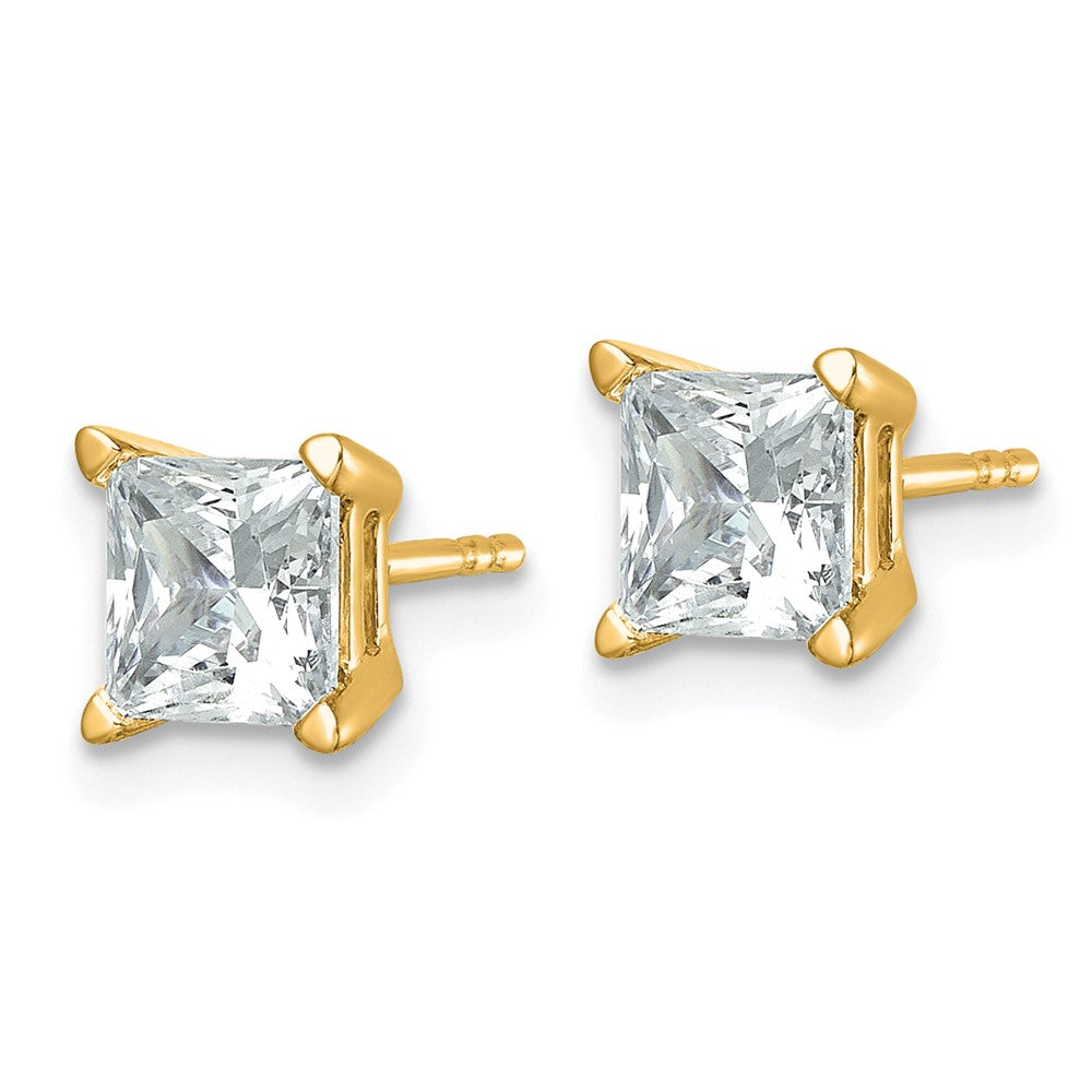 14k Yellow Gold 2 ctw Lab Grown Diamond VS/SI+ G+ Princess 4 Prong Heavy Wt. Stud Earrings