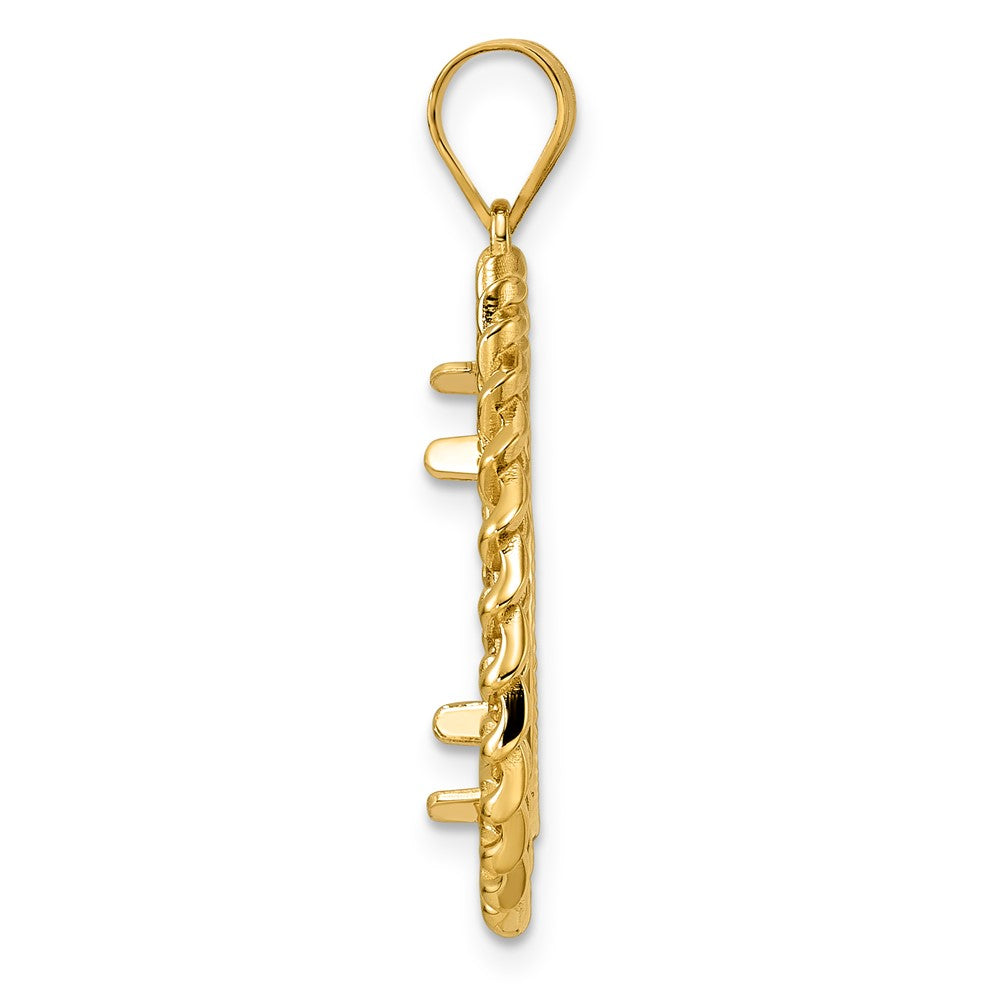 14k Diamond Cut Curb with 18.0mm Prong Coin Bezel Pendant