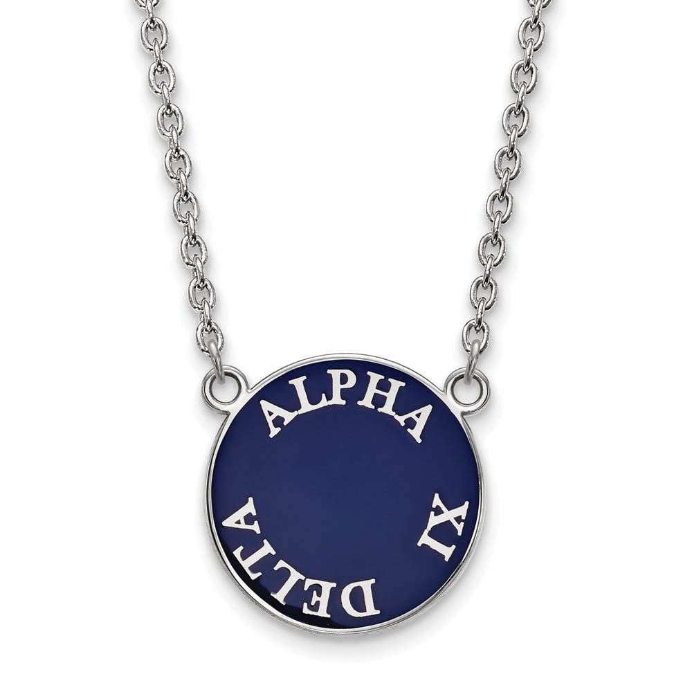 Sterling Silver 18in Official Licensed Greek Sororities Alpha Xi Delta (???) Small Enamel Pendant w/Necklace