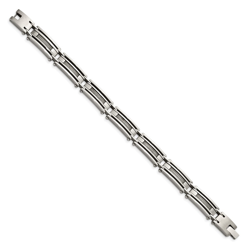 Stainless Steel 9in Brushed and Polished Wire Bracelet 9 inches