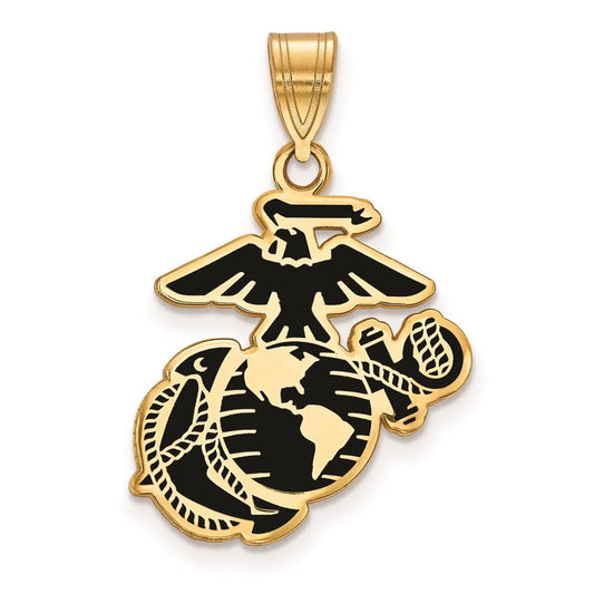 Gold Plated SS Large U.S. Marine Corps Epoxied Pendant