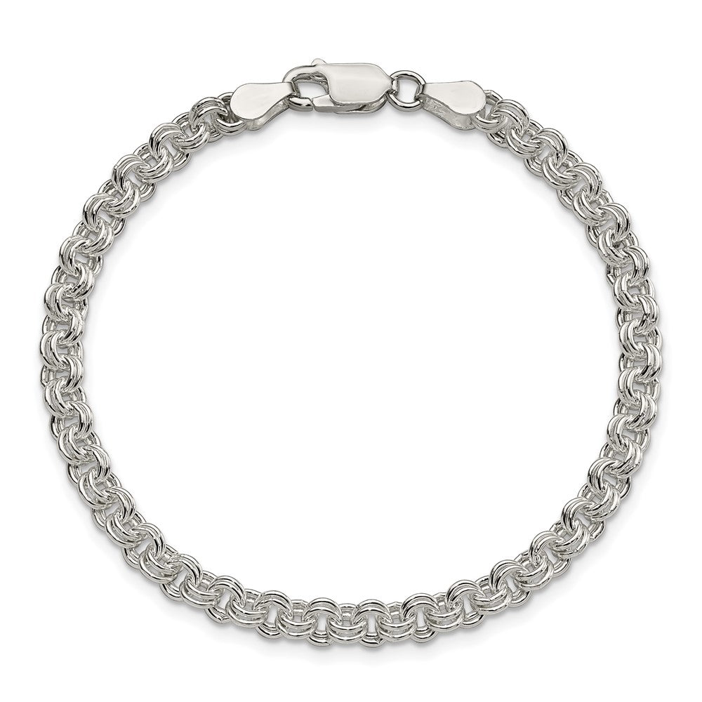 Sterling Silver 4mm Double Link Charm Bracelet 8 inches