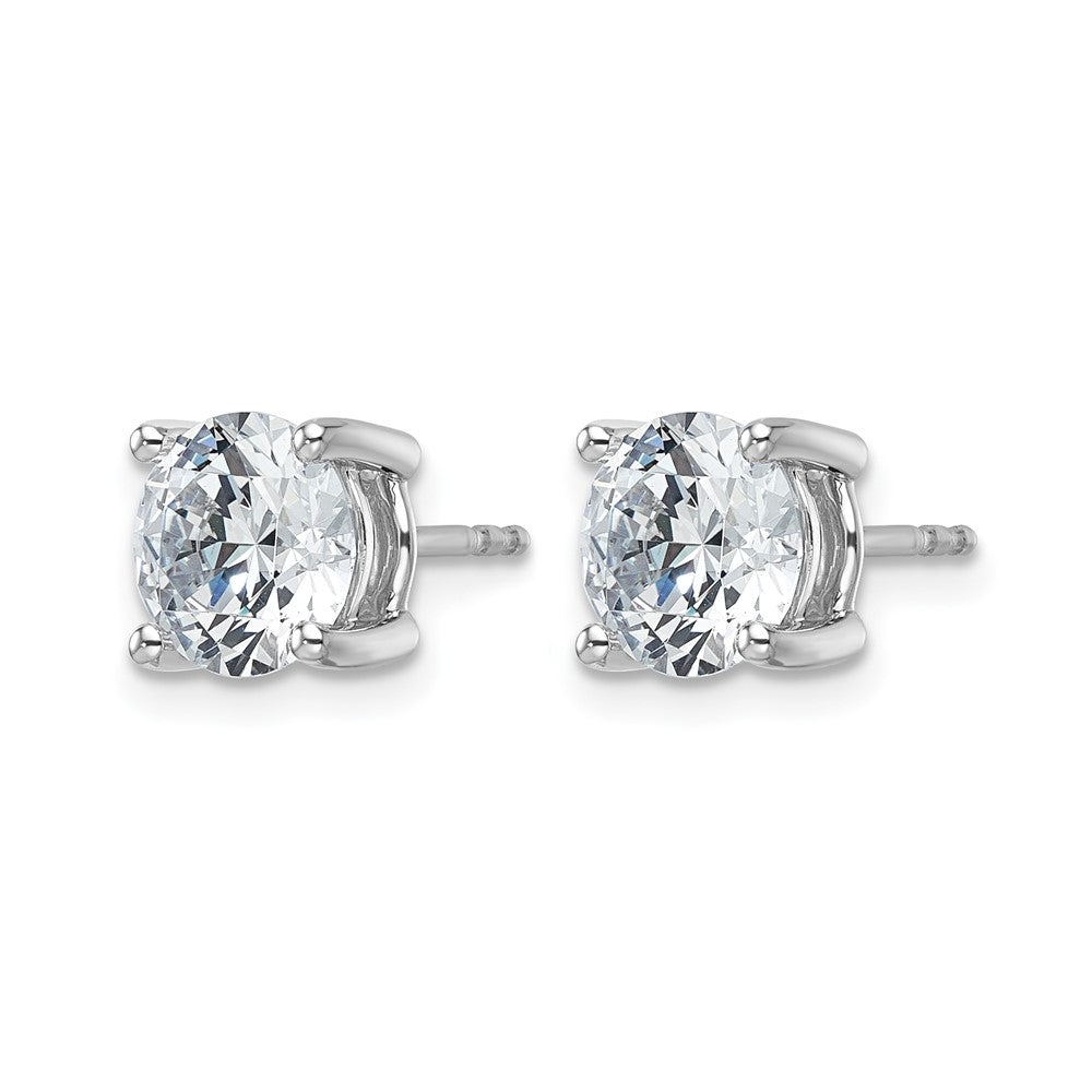 14k White Gold 4 carat Lab Grown Diamond VS/SI+ G+ Round Complete Four Prong Heavyweight Stud Earrings