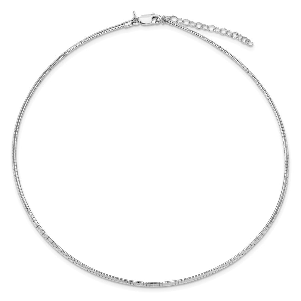 Sterling Silver Rhodium-plated 2mm with 2 inch Extention Cubetto Chain 16 Inches