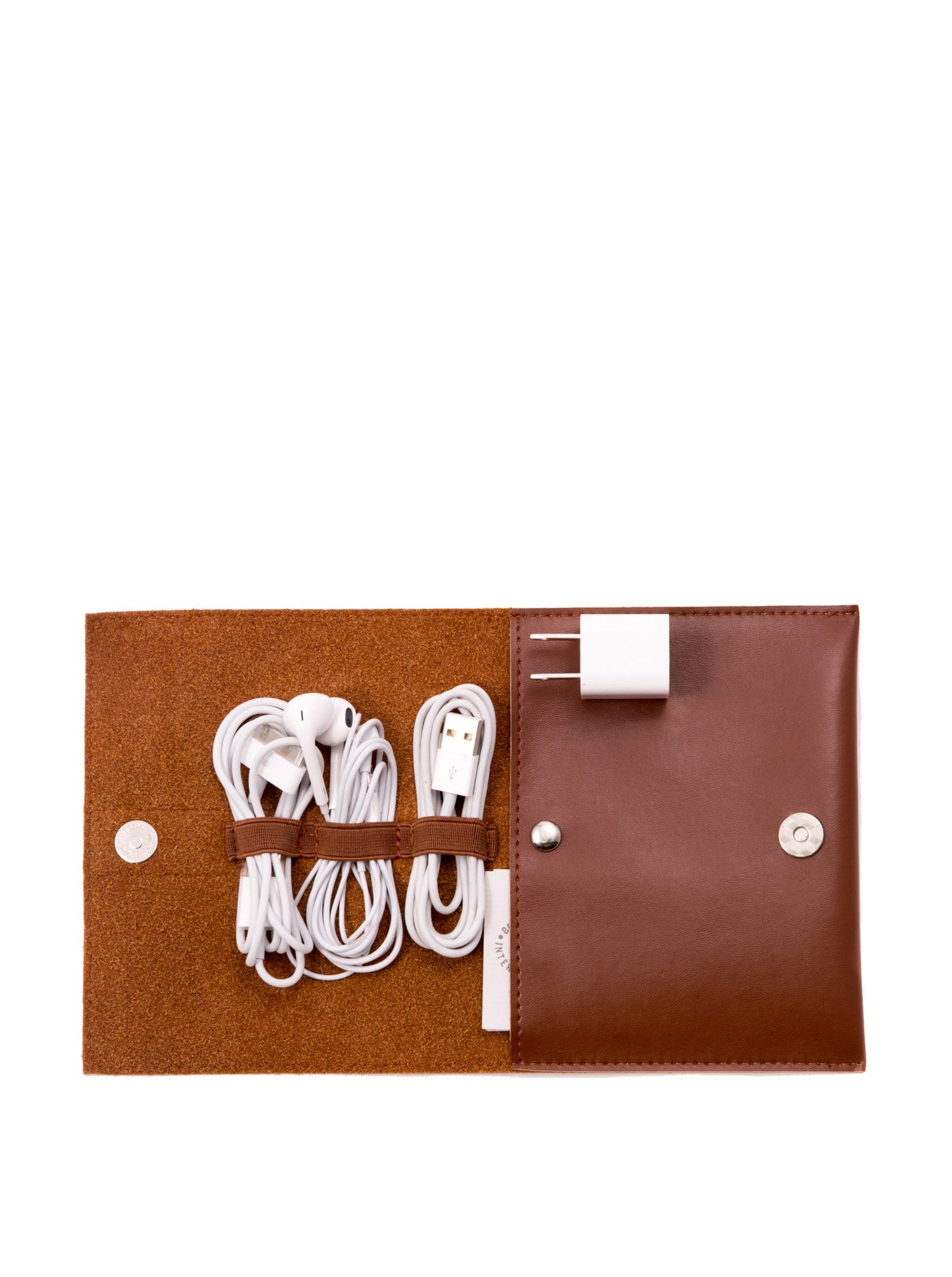 Brown Leatherette Charger and Accessories Travel Case QGM13414