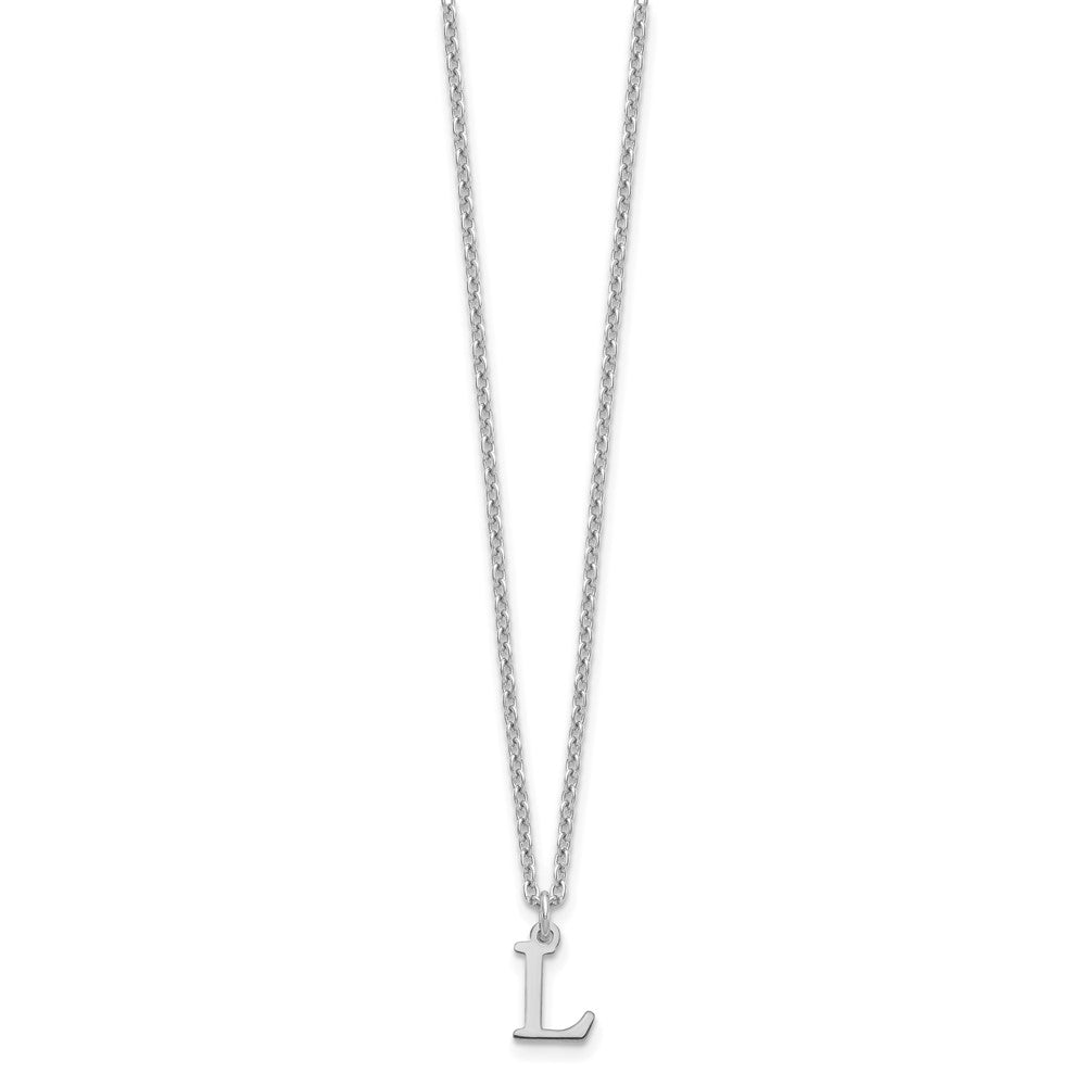 Sterling Silver Rhodium-plated Cutout Letter L Initial Necklace