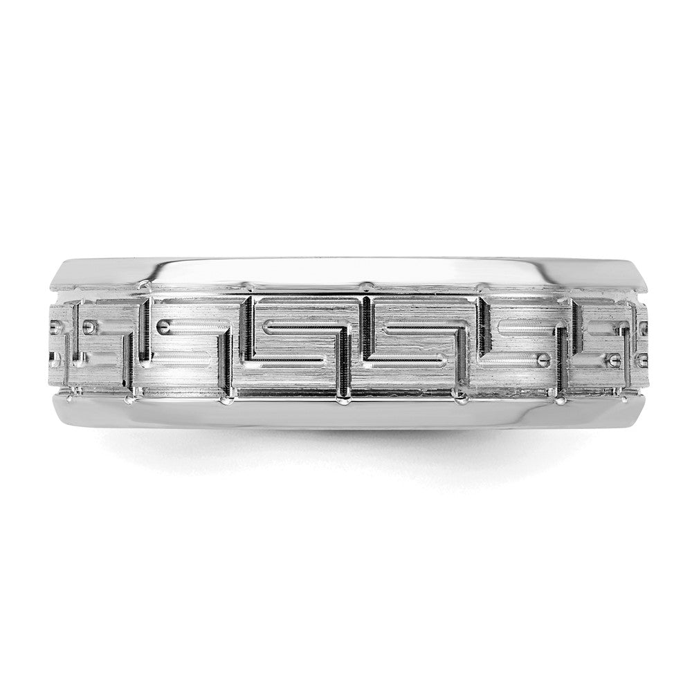 Sterling Silver Rhodium-plated 6mm Brushed Fancy Band Size 10.5