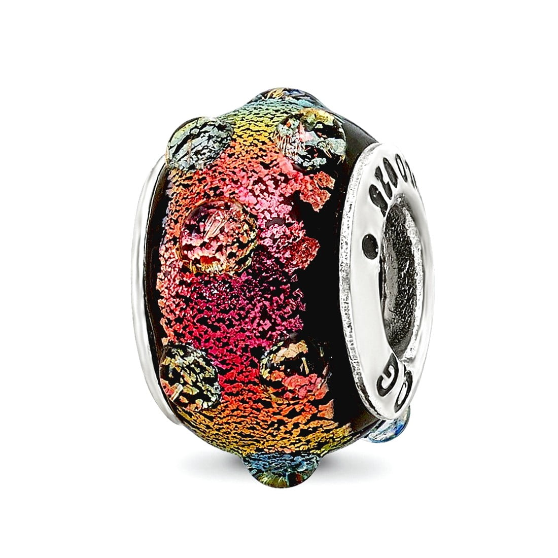 Sterling Silver Reflections Rainbow Dichroic Glass Bead