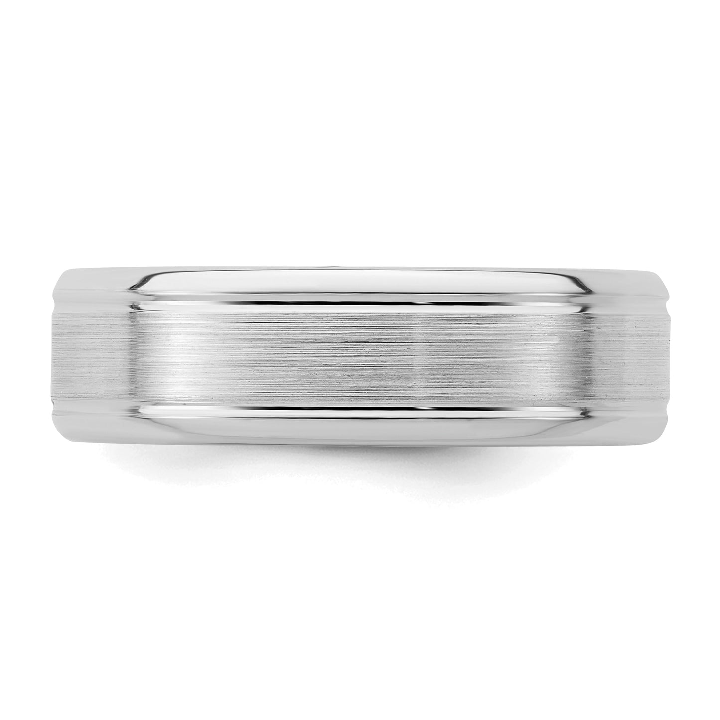 Sterling Silver Rhodium-plated 6mm Brushed Grooved Band Size 12