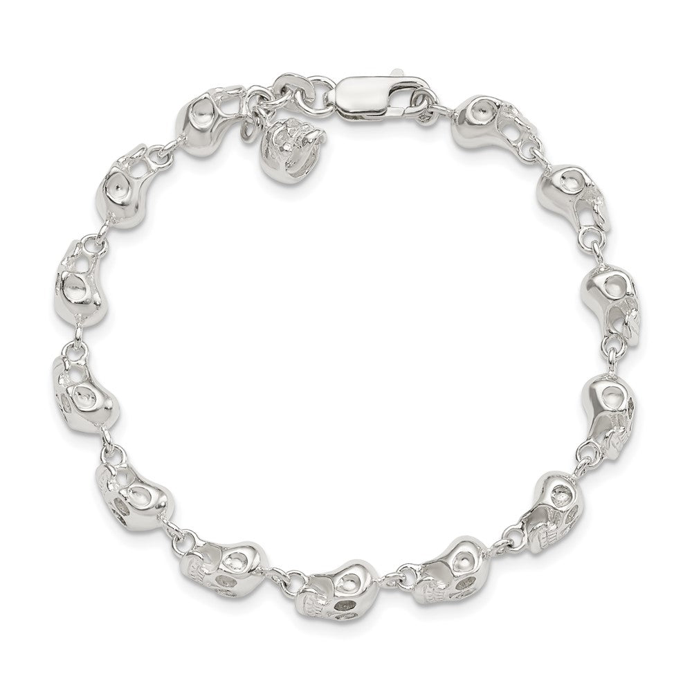 Sterling Silver Skull Bracelet 7 inches