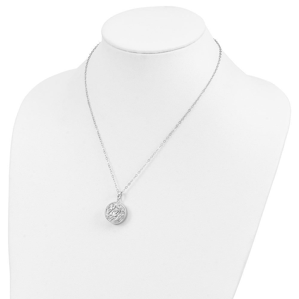 Sentimental Expressions Sterling Silver Rhodium-plated Tear in Circle Ash Holder 18 Inch Necklace 18 Inches