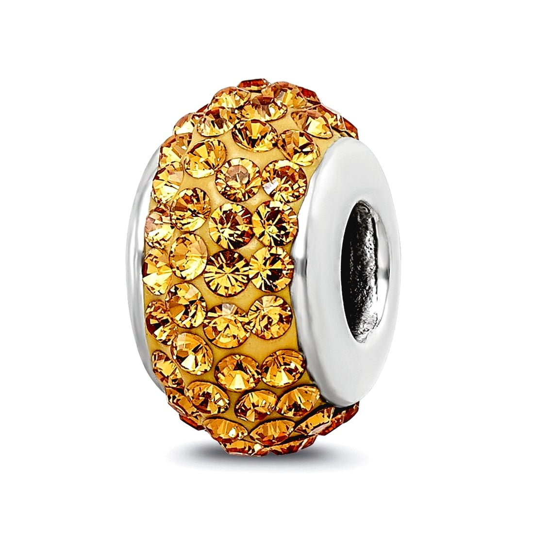 Sterling Silver Reflections Orange Full Preciosa Crystal Bead