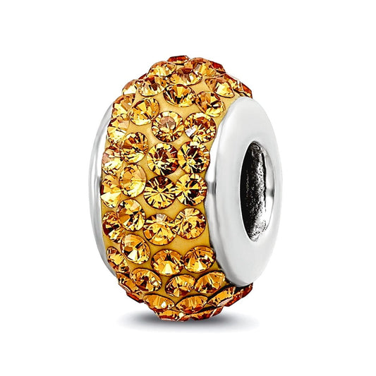 Sterling Silver Reflections Orange Full Preciosa Crystal Bead