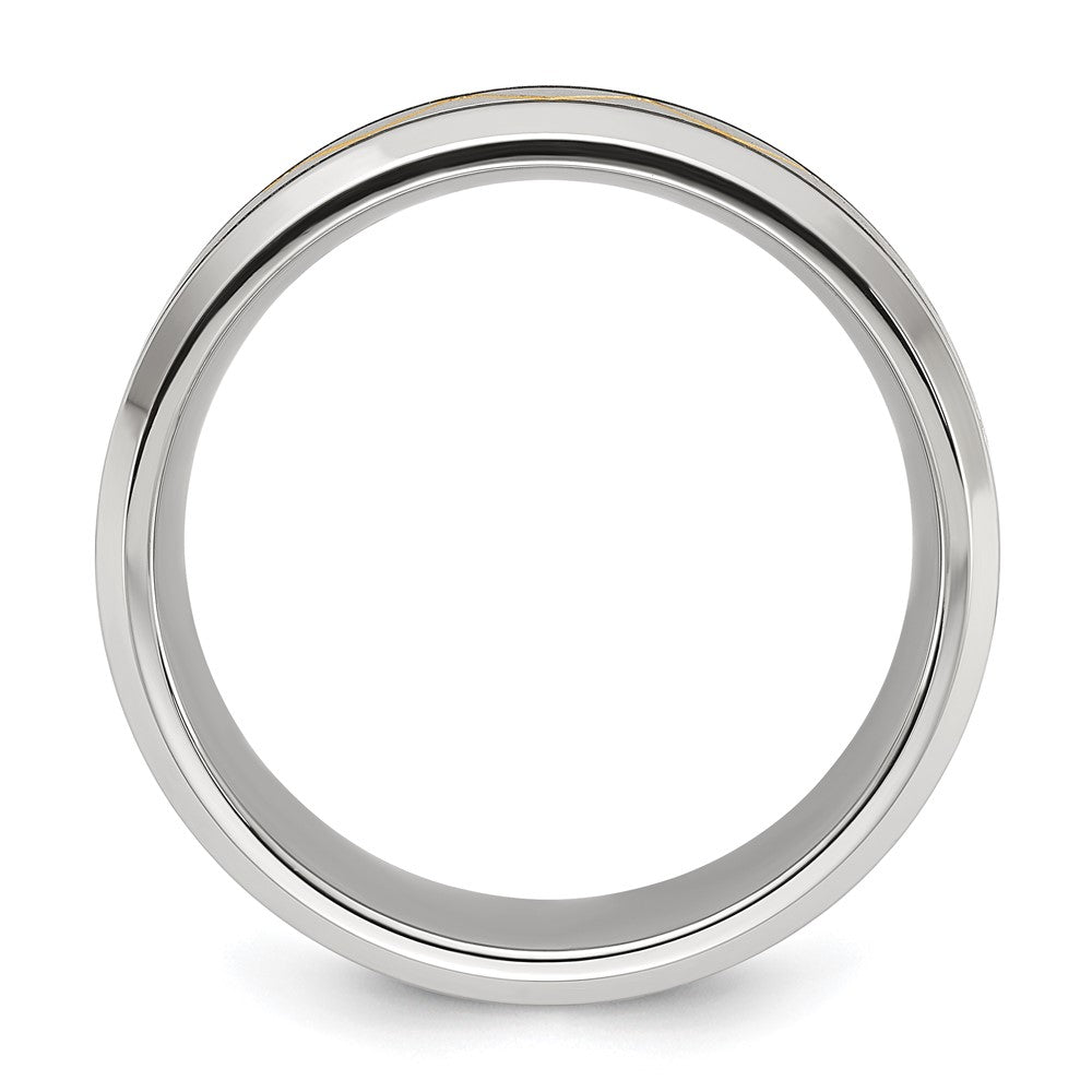 Chisel Titanium Brushed and Polished Yellow IP-plated 8mm Band Size - 11