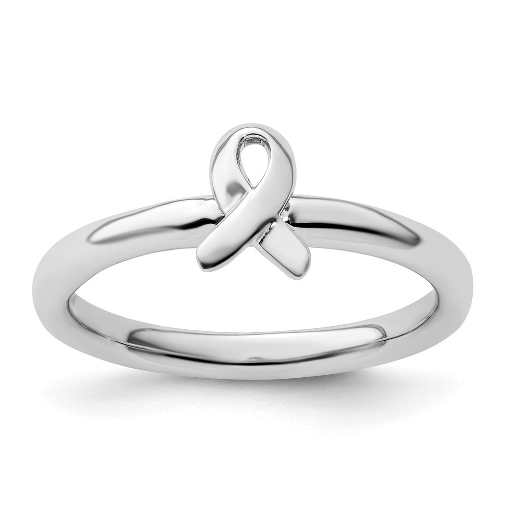 Sterling Silver Stackable Expressions Awareness Ribbon Ring Size -7