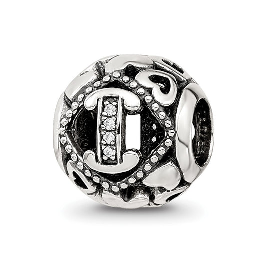 Sterling Silver Reflections CZ Letter I Bead