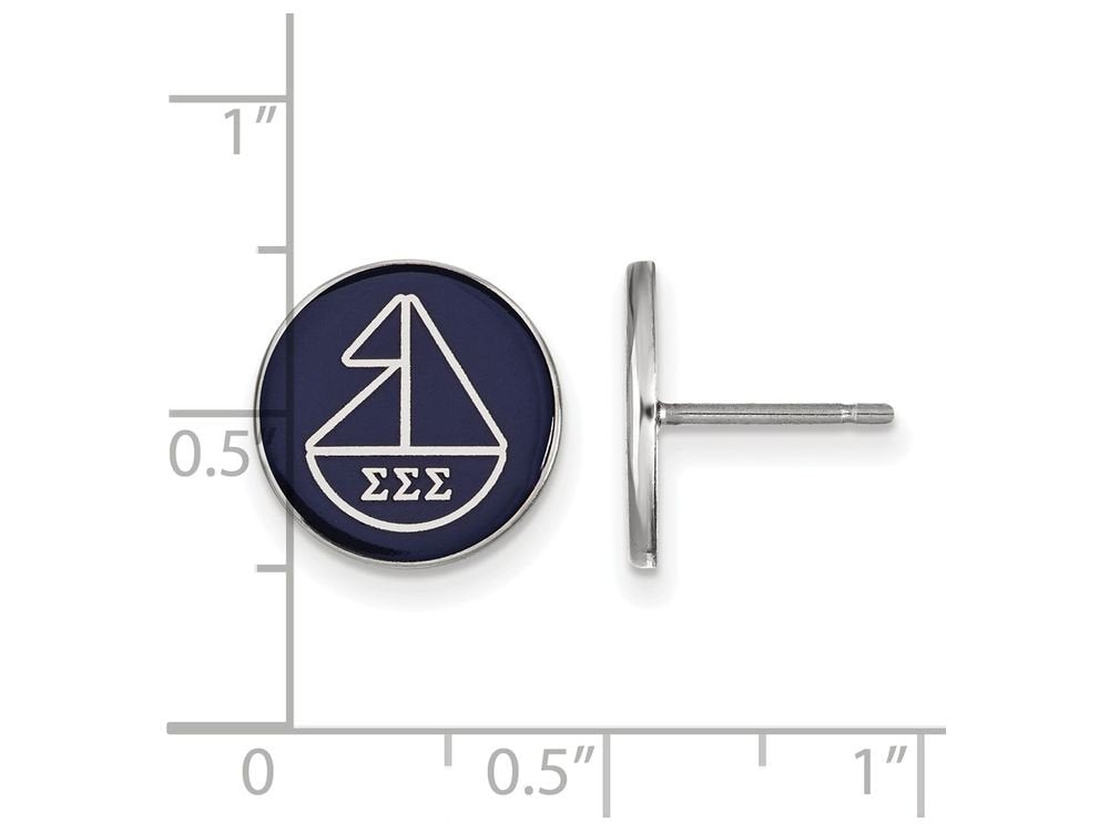 Sterling Silver Official Licensed Greek Sororities Sigma Sigma Sigma (???) Enameled Post Earrings