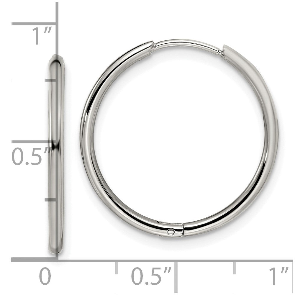 Stainless Steel Polished 1.6mm Hinged Hoop Earrings