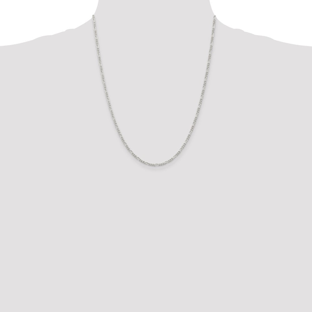 Sterling Silver 2.25mm Figaro Chain 22 Inches